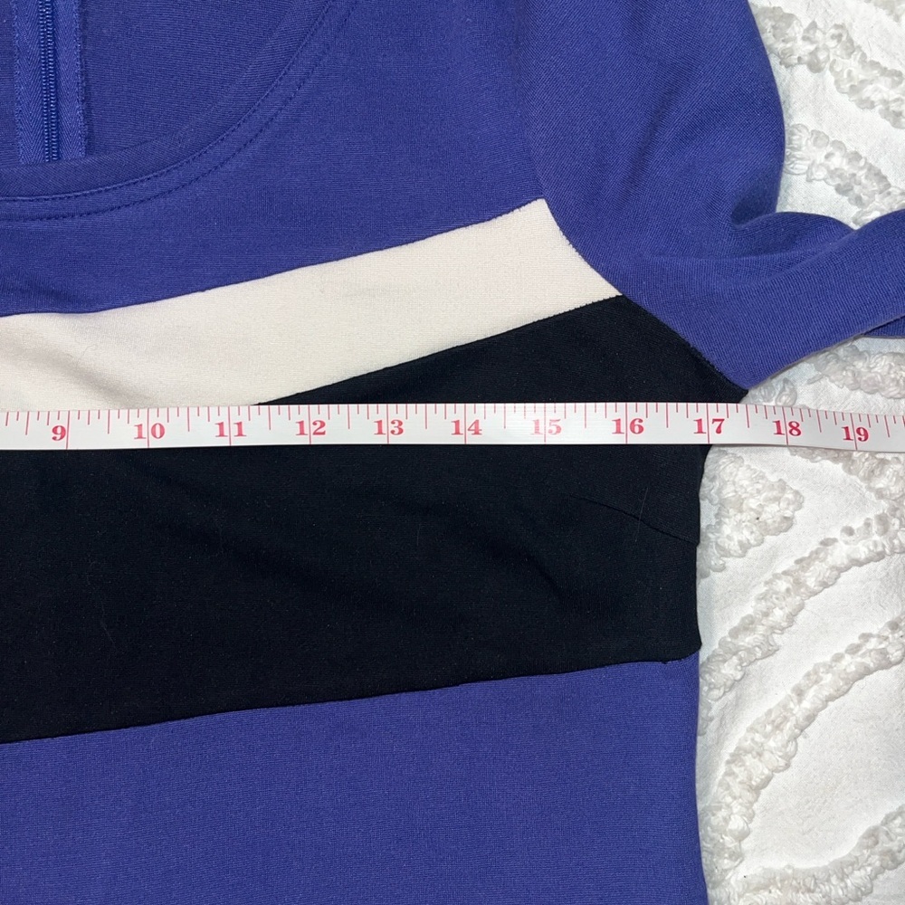 Y2K 2B Bebe Body Con Mini Dress Long Sleeve Color Block Zip Back Size Medium - Picture 8 of 8